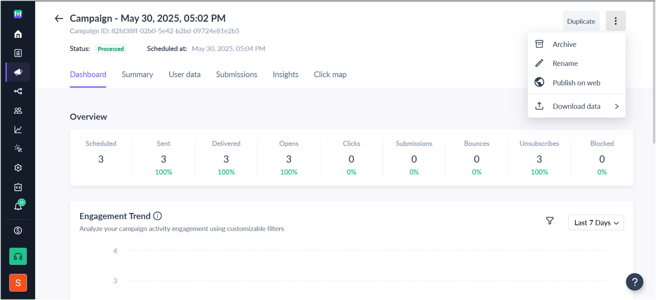 How to export campaign level data from the dashboard