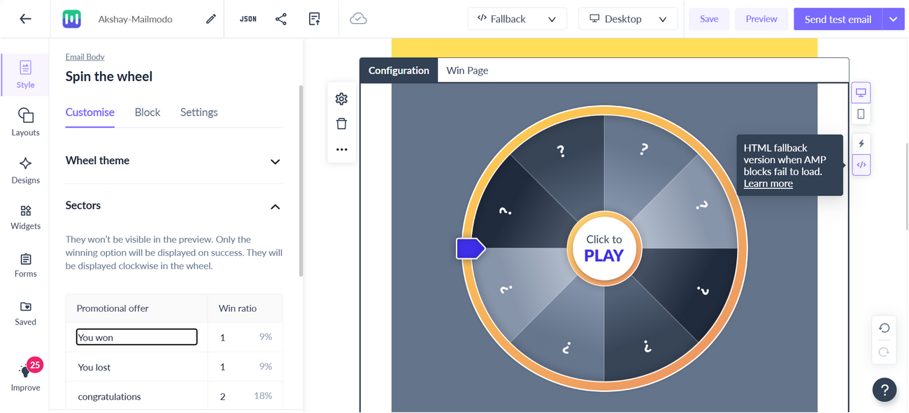How to setup Spin the Wheel widget?