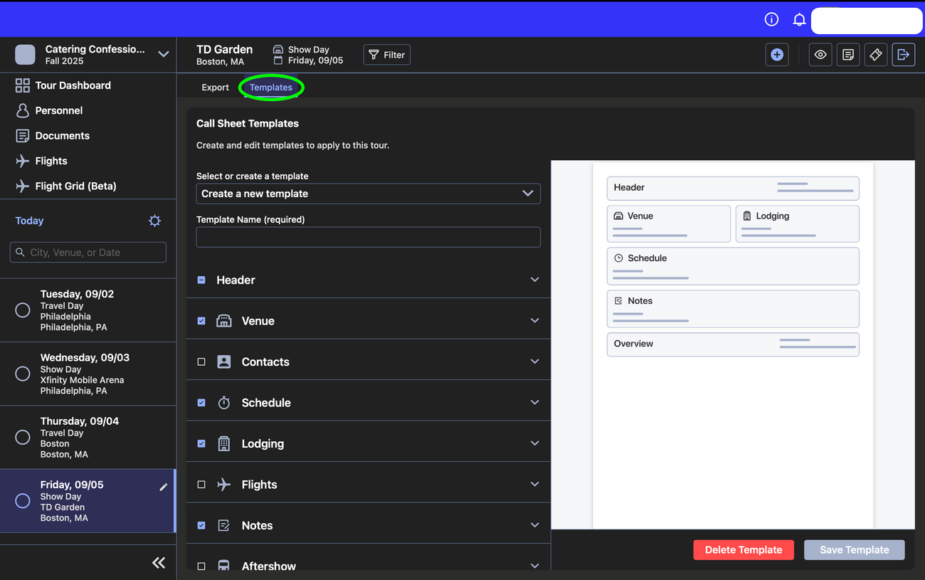 Exporting Daysheets
