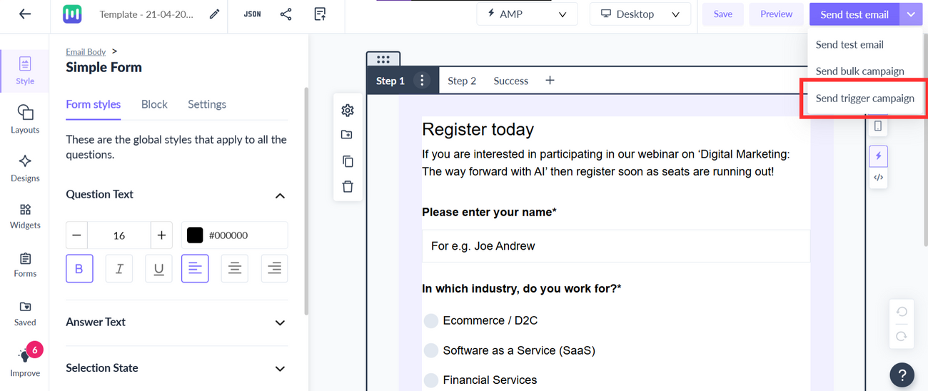 How to trigger Emails in Mailmodo via Zapier
