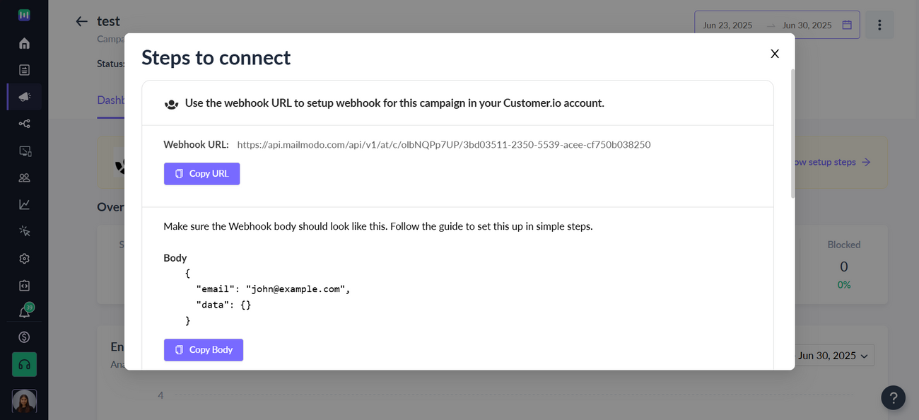 Trigger Campaigns through Customer.io in Mailmodo
