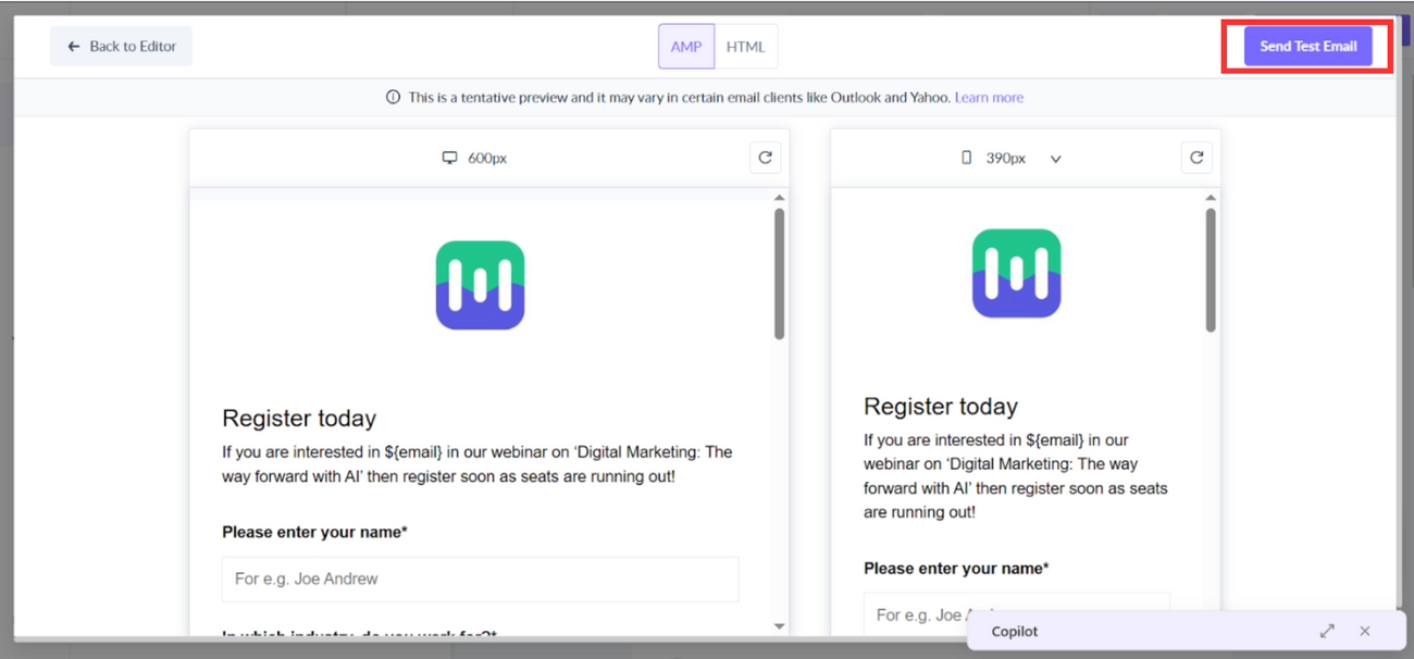 Test your template before setting it live