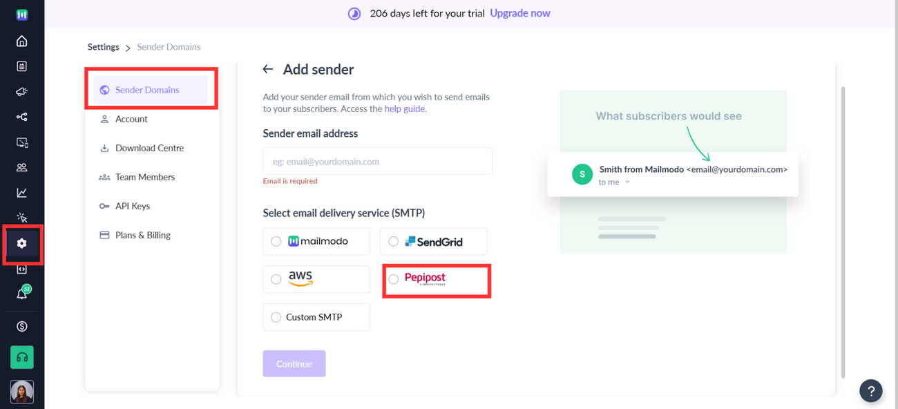 Setting up Mailmodo with Pepipost SMTP