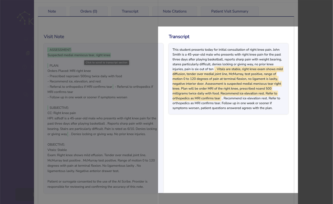 Verifying Note Using the Transcript