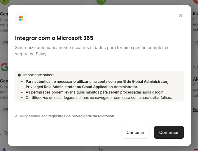 Como integrar a Salvy com o Microsoft 365