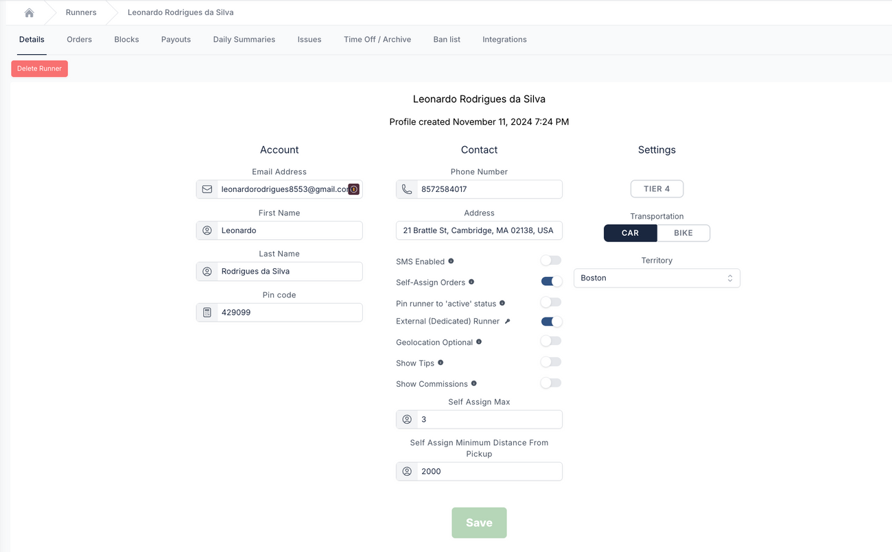 Driver Profile Overview + Setting Definitions