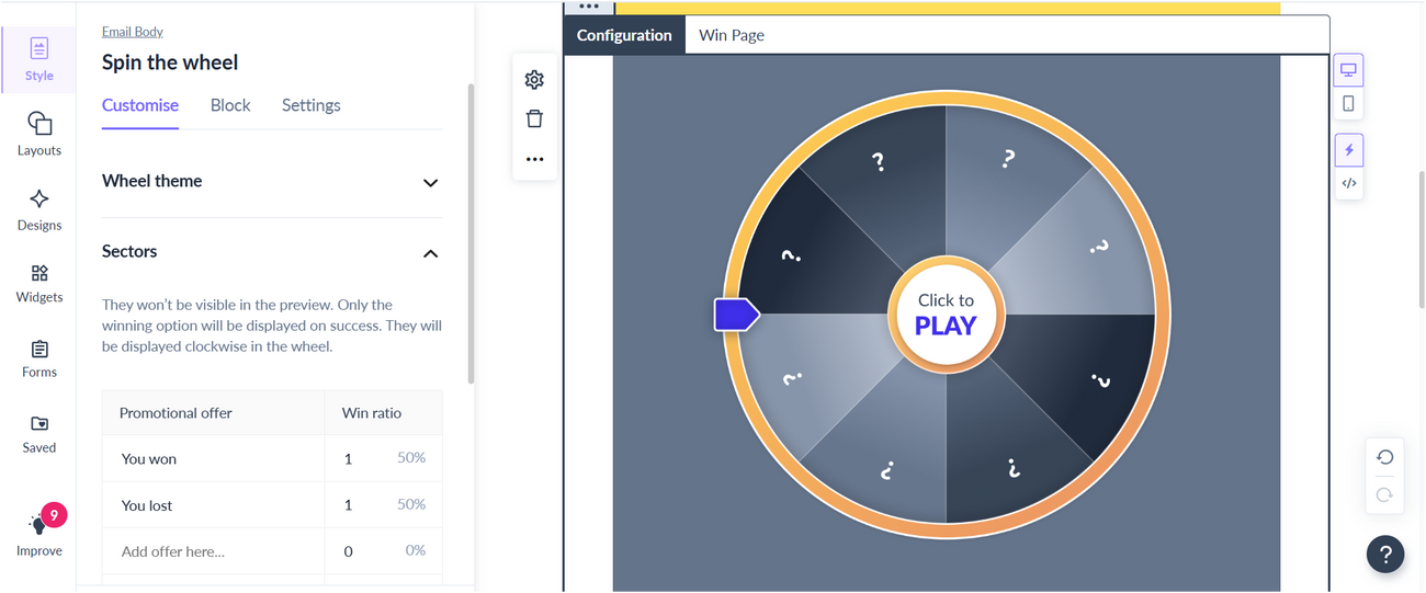 How to setup Spin the Wheel widget?