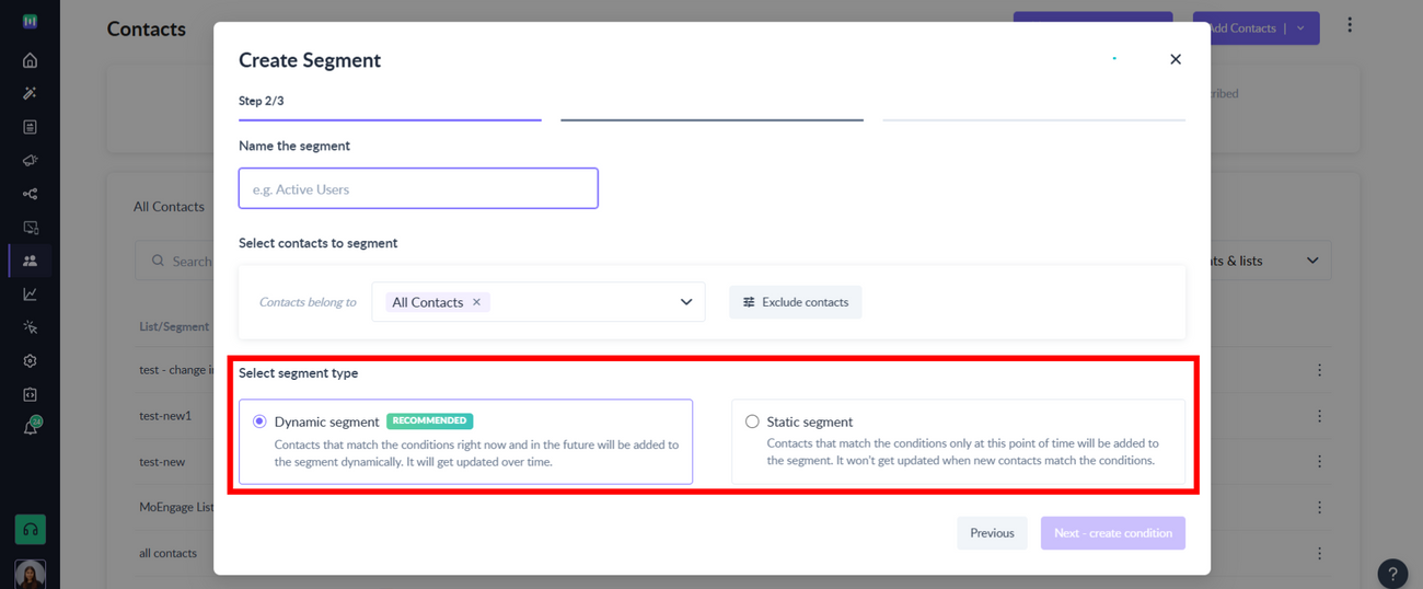 How to segment contacts based on 'Custom Events'