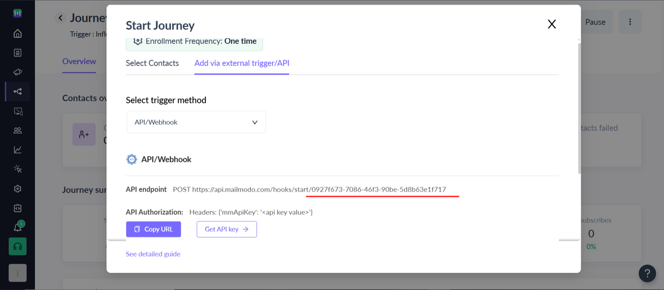 Trigger Journeys in Mailmodo through Influencerbit