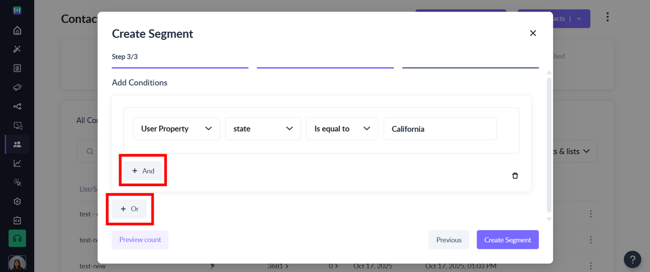 How to segment contacts based on 'User Properties'