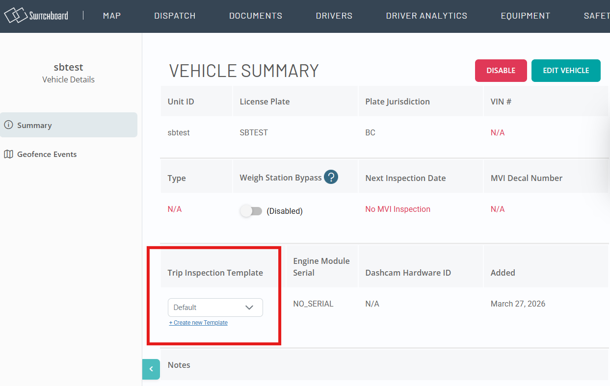 Custom Trip Inspection Templates in Switchboard ELD