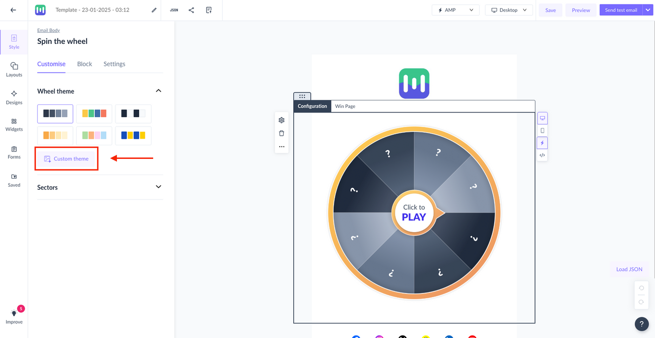 How to customise spin the wheel widget according to your brand library?