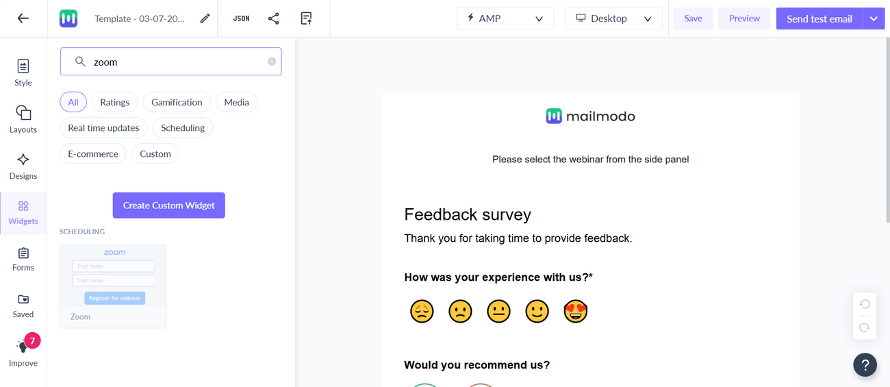 Integrate Zoom Webinar Registration form with Mailmodo