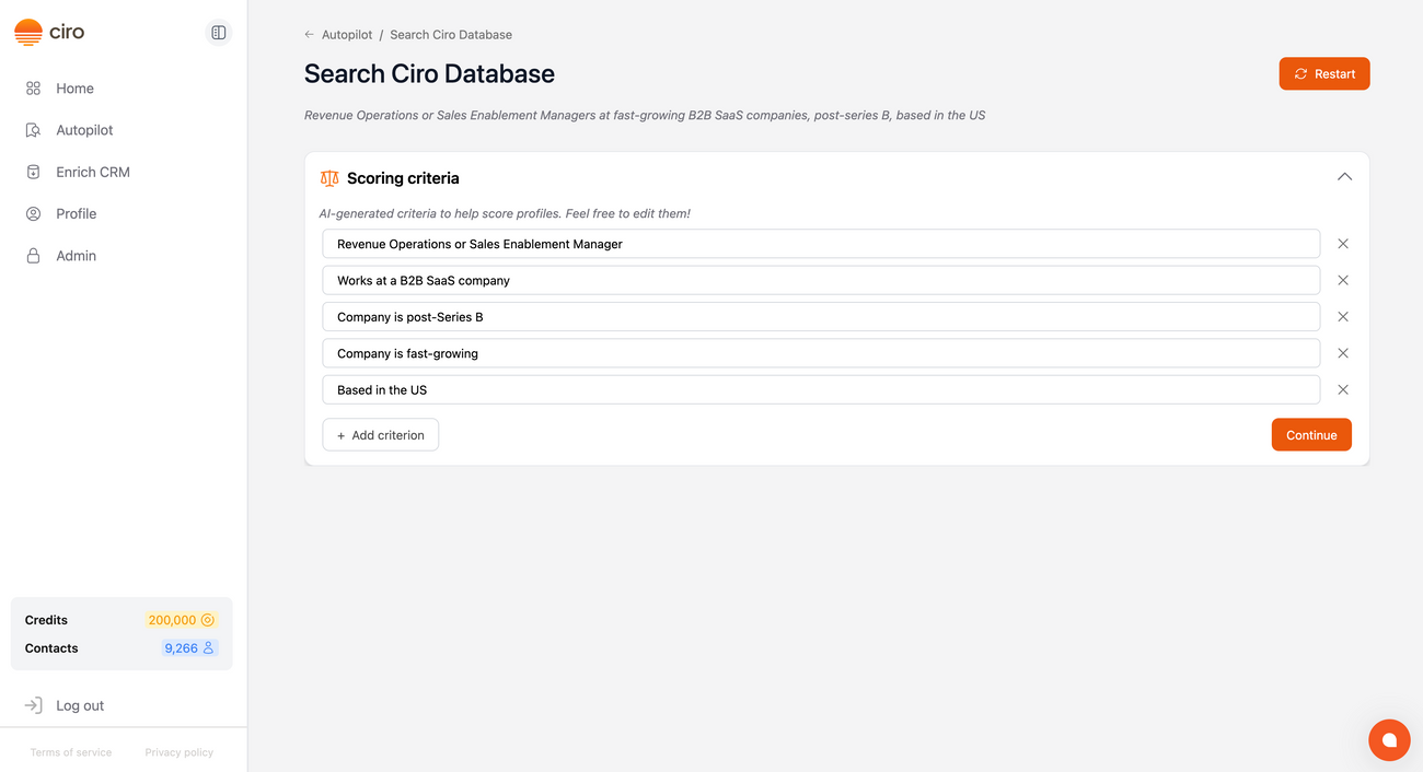 How to run Autopilot Search using Ciro’s Database