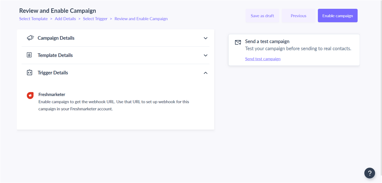Trigger campaigns through Freshmarketer in Mailmodo