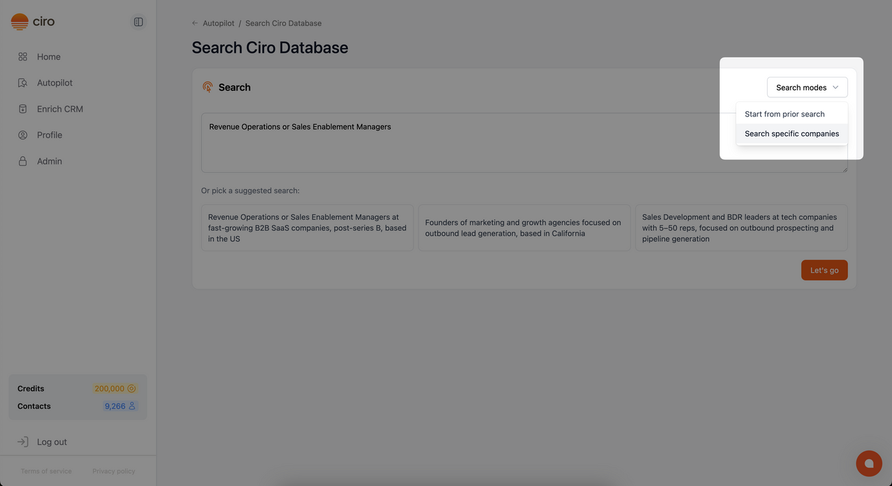 What are Ciro’s Search Modes?