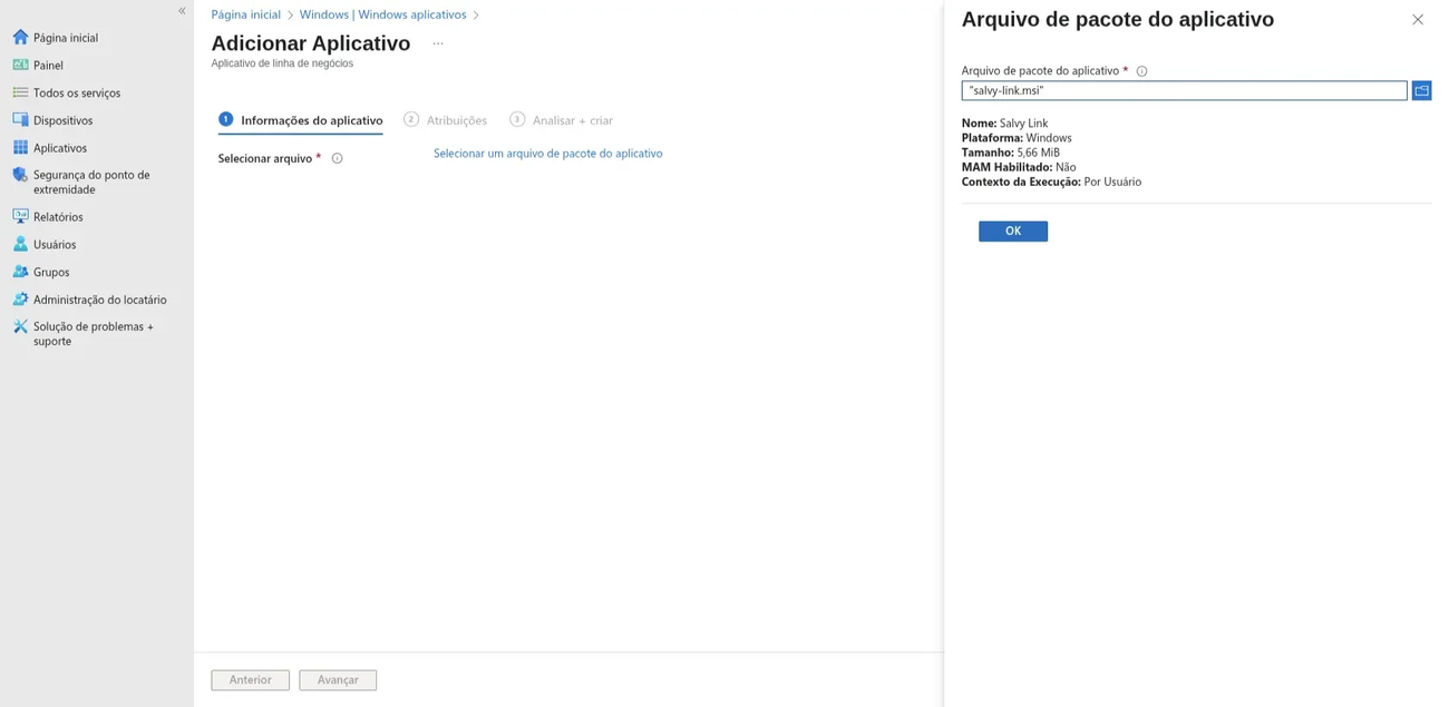 Instalação em massa do Salvy Link pelo Intune (Windows)