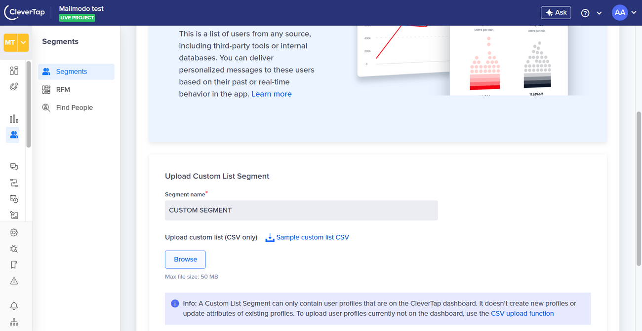 How to pass contacts from Clevertap to Mailmodo