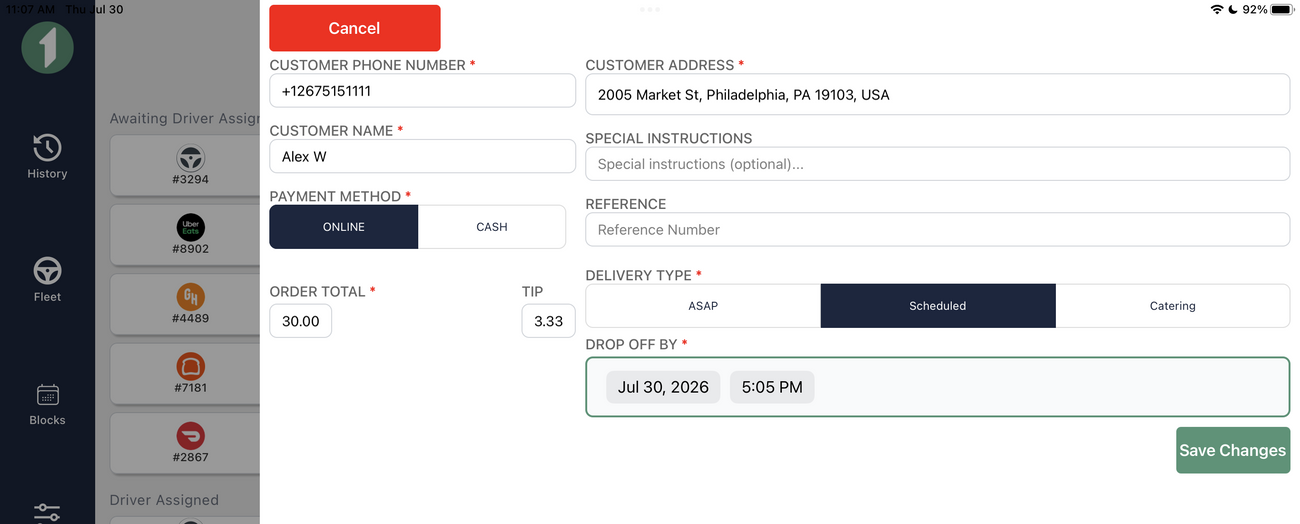 Reschedule Delivery in Merchant App