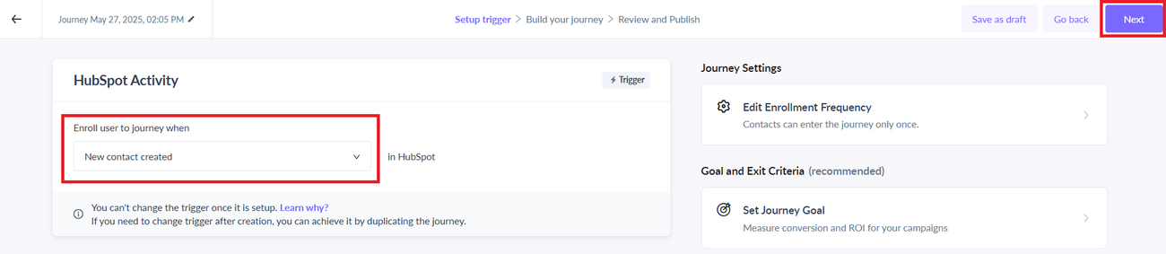 How to trigger Mailmodo journey when a New Contact is created in HubSpot?