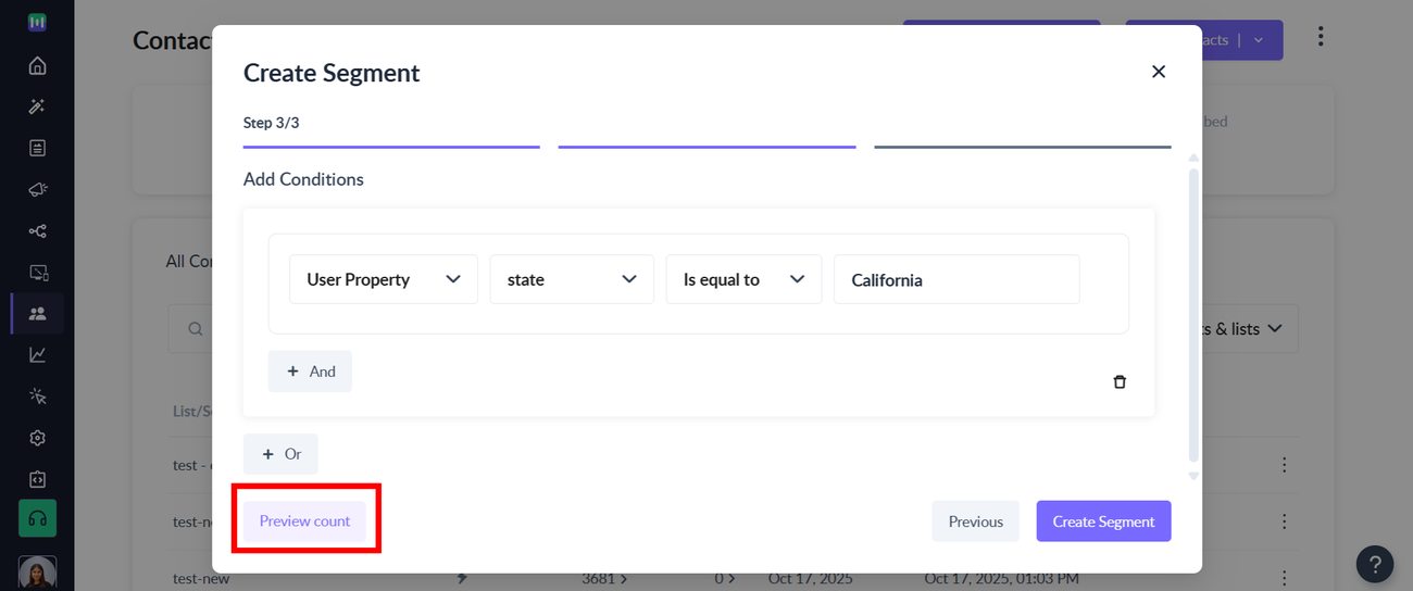 How to segment contacts based on 'User Properties'