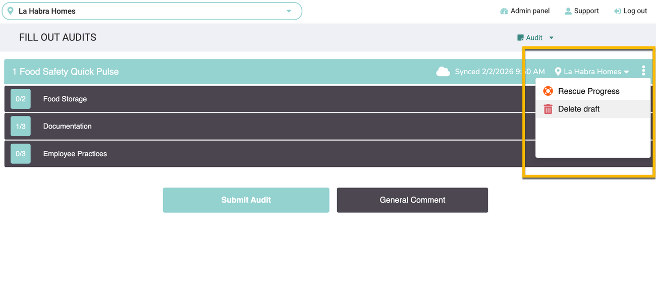 Deleting Audit Drafts