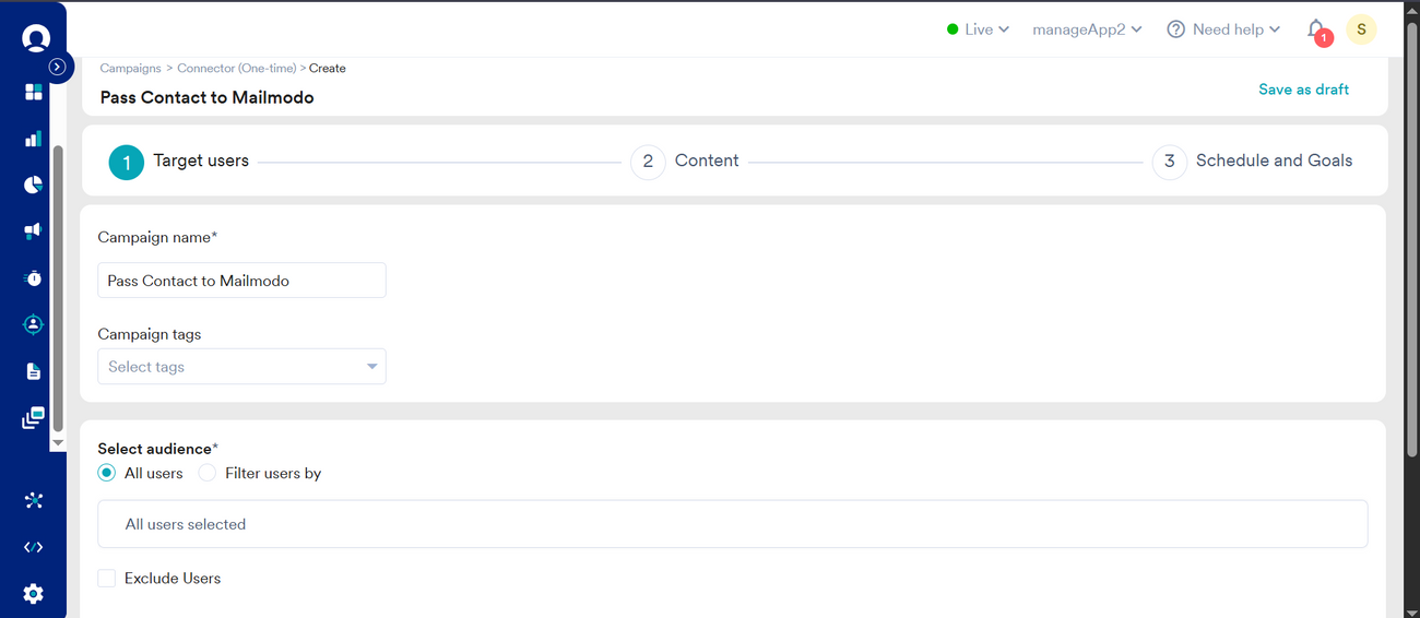 How to pass contacts from MoEngage to Mailmodo