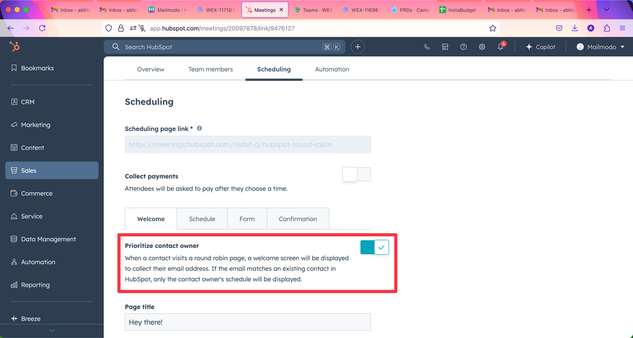 Scheduling HubSpot Meetings in Mailmodo