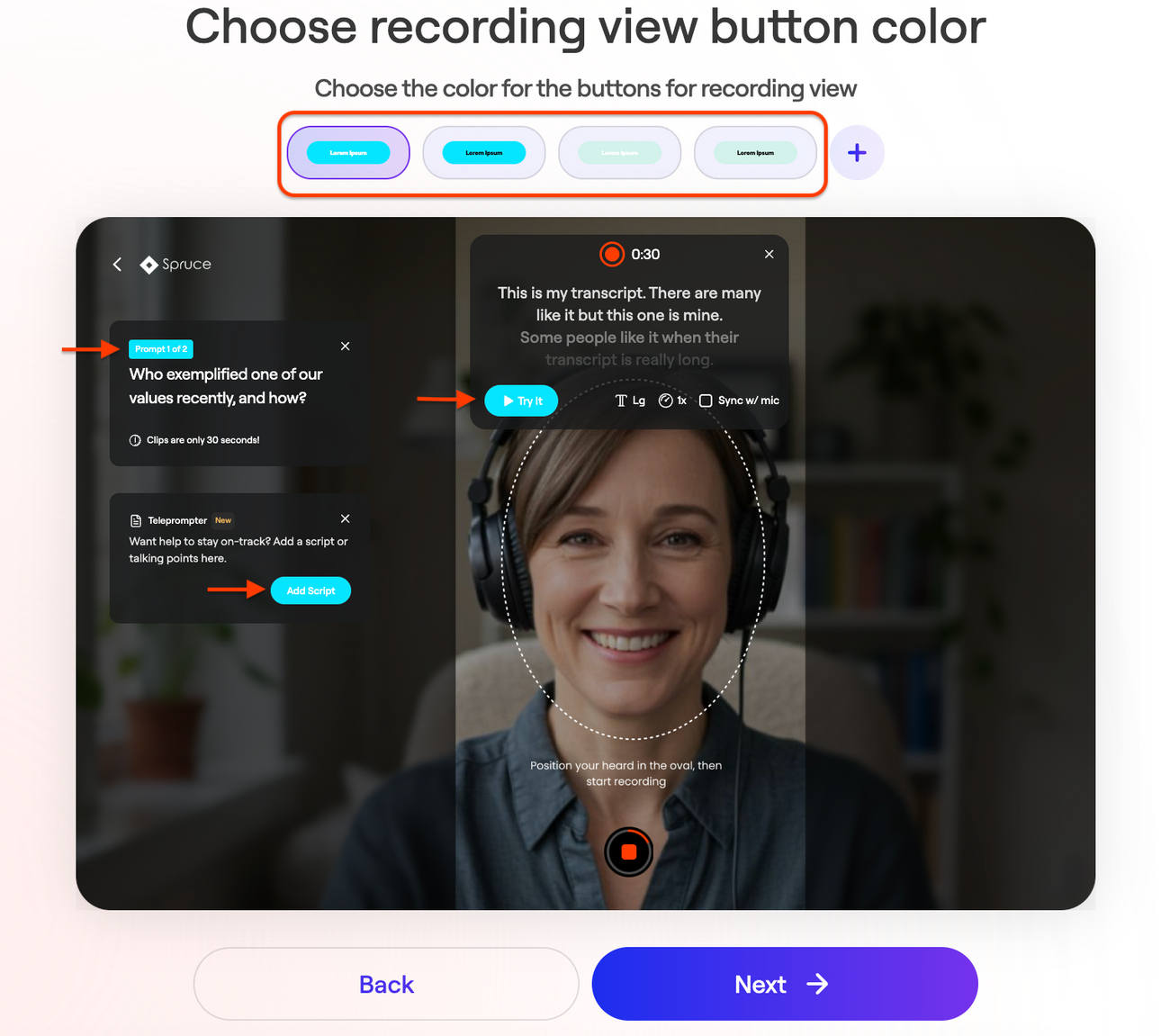 Recording Experience Customization (Premium Feature)