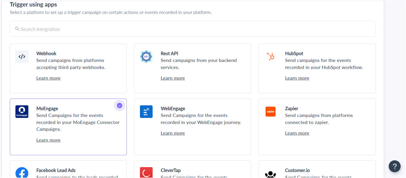 Trigger Campaigns through MoEngage in Mailmodo