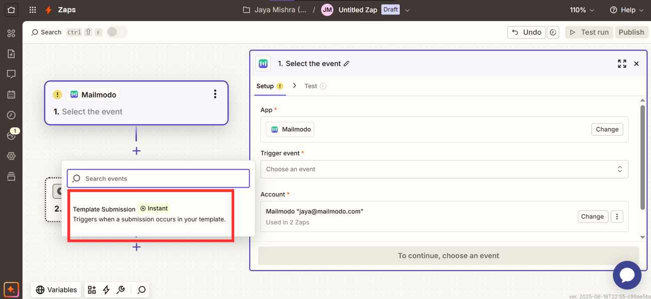 Exporting Template Submissions to your software stack via Zapier