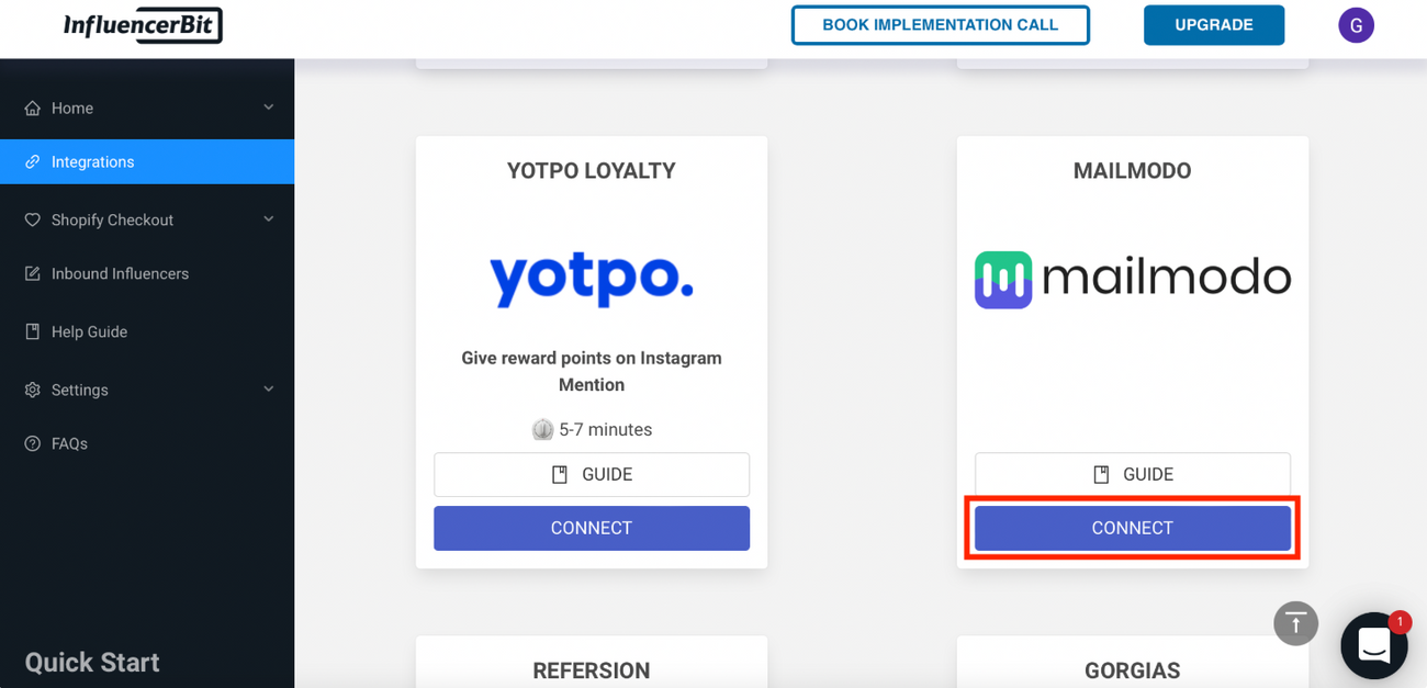 Trigger Journeys in Mailmodo through Influencerbit
