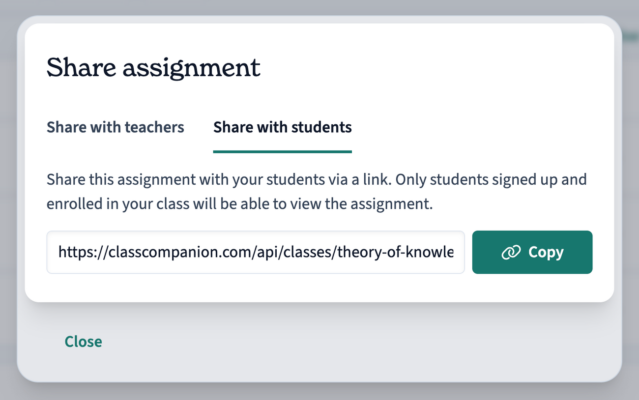 How do I share an assignment?