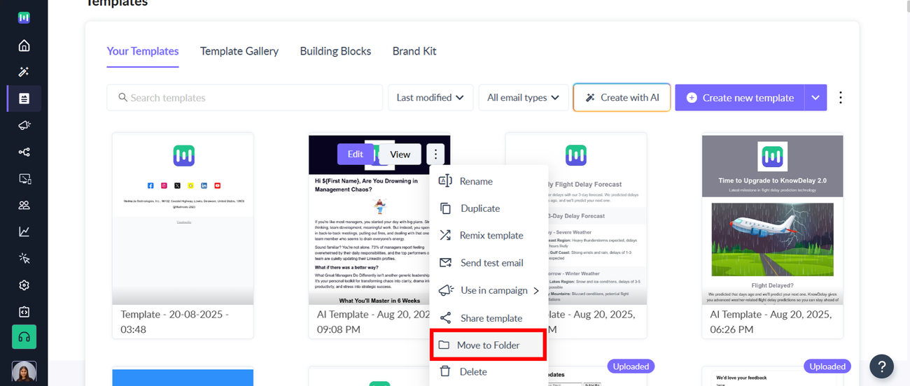 How to add your Templates to a Folder