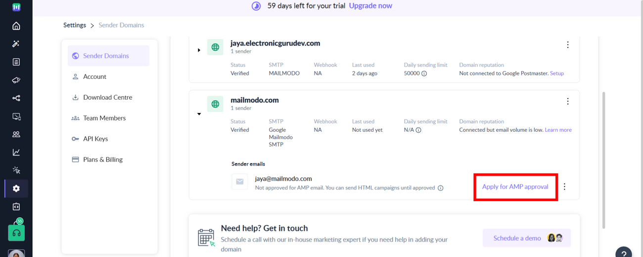 Integrating Google SMTP with Mailmodo