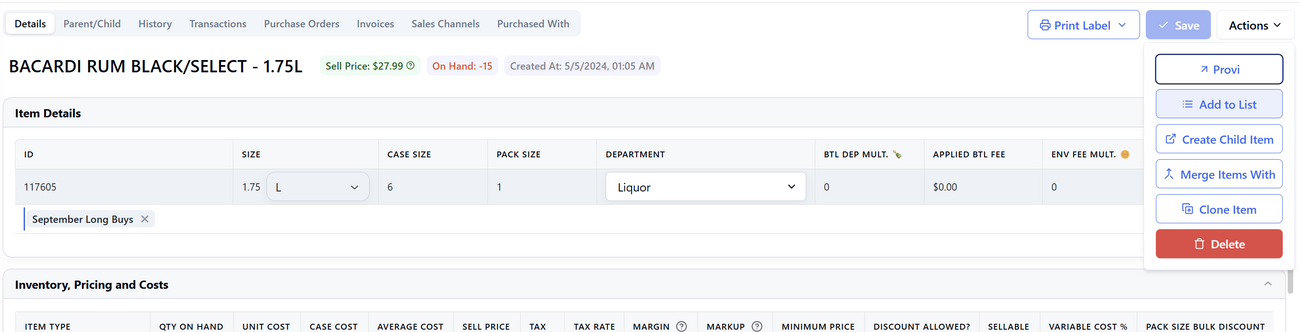 Itemlist capabilities