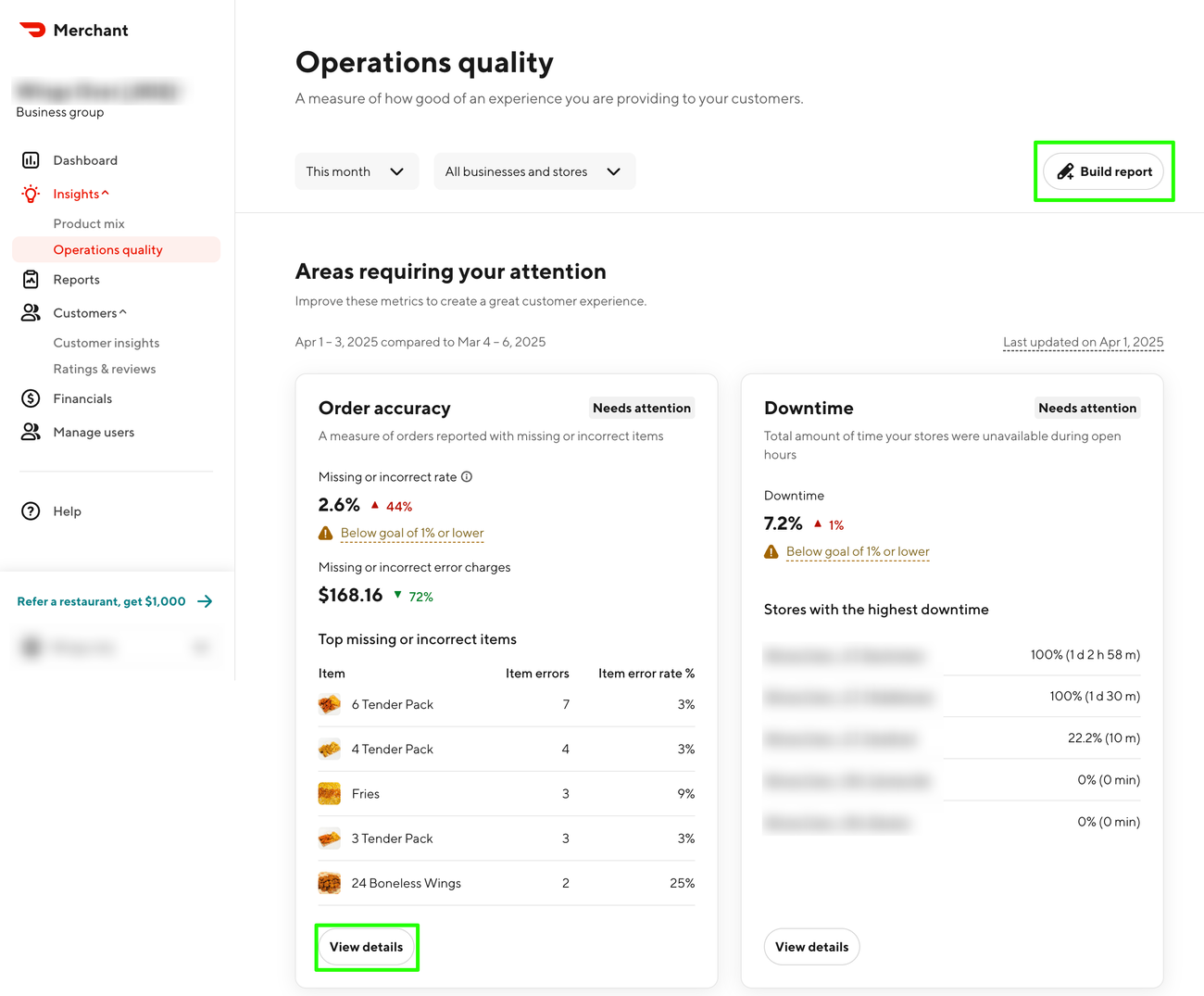 Creating Error Rate Reports on Platforms
