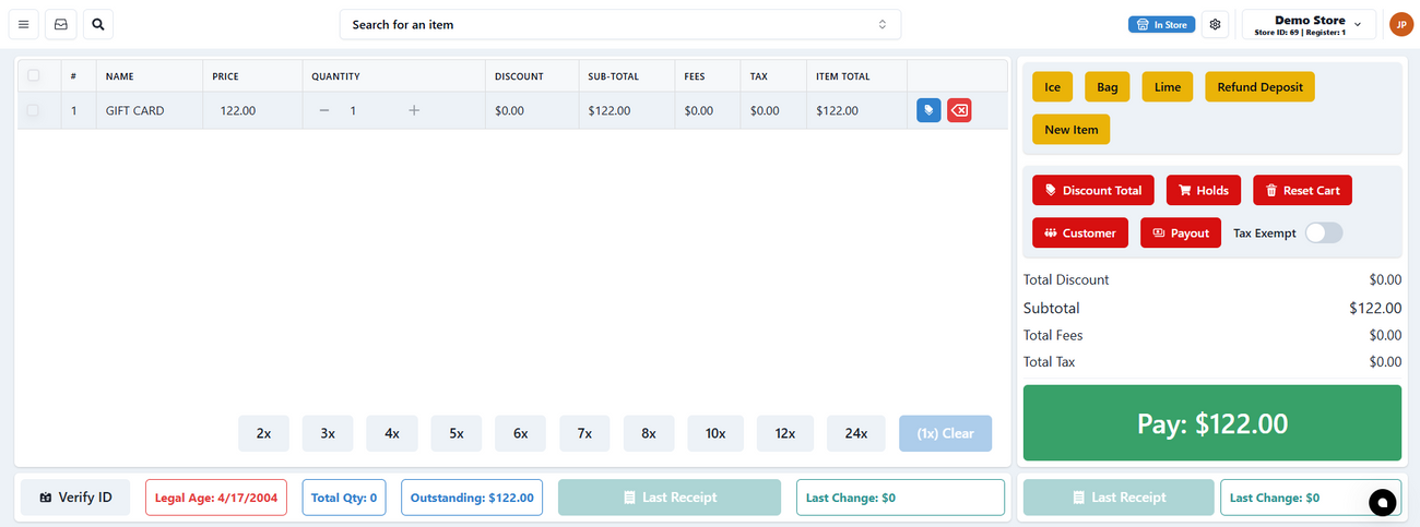 Creating/Loading Gift Cards