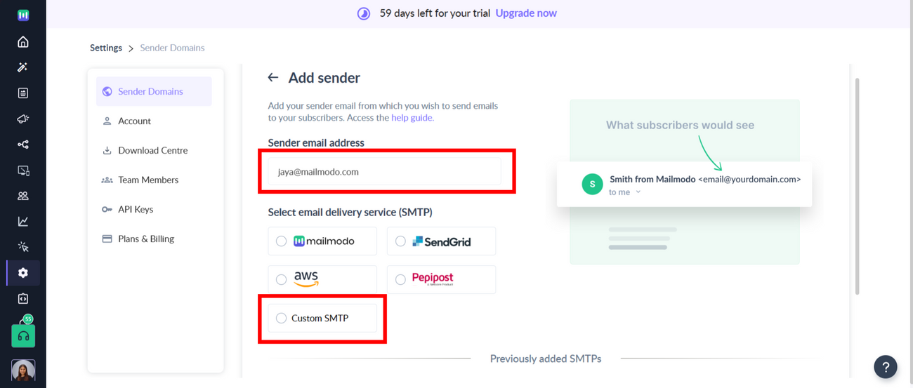 Integrating Google SMTP with Mailmodo