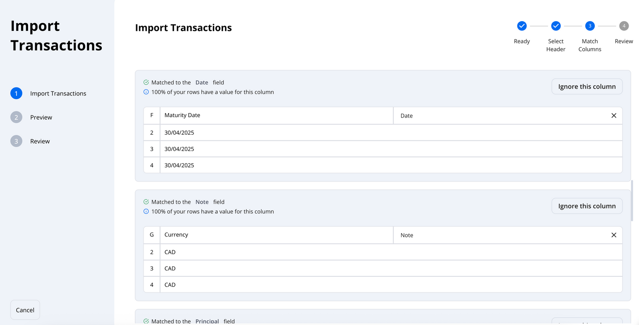 Importing Transactions