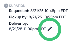 Update Delivery Time for an Active Delivery