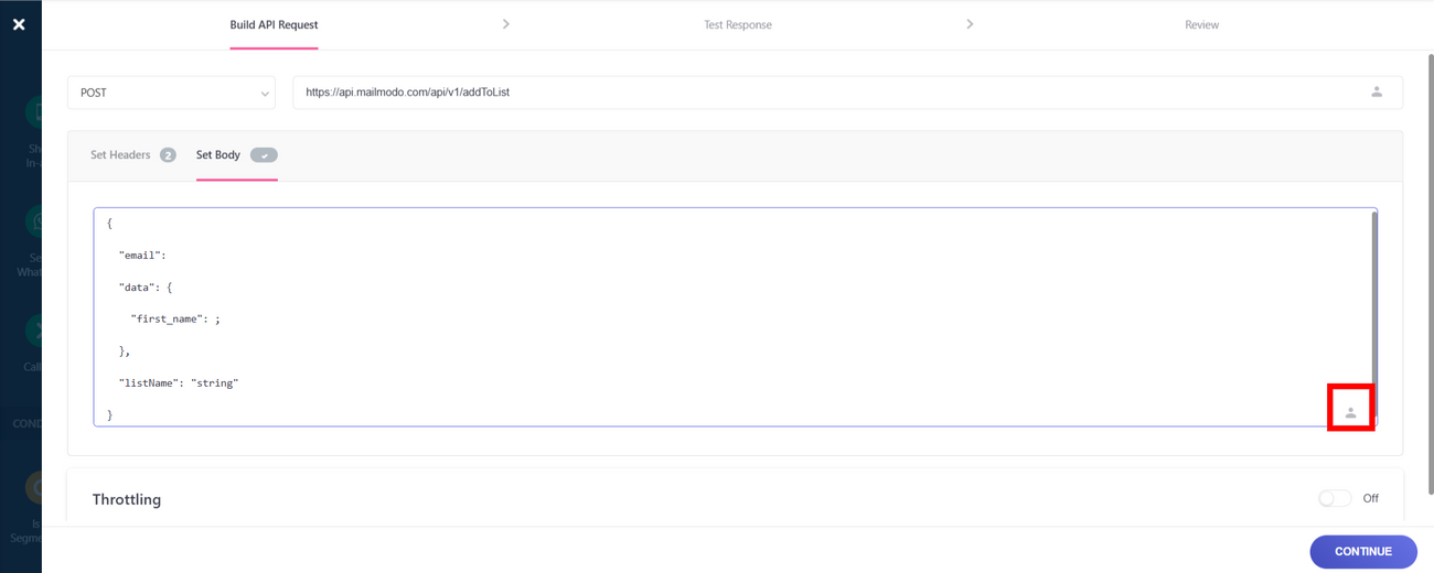 How to pass contact data from WebEngage to Mailmodo