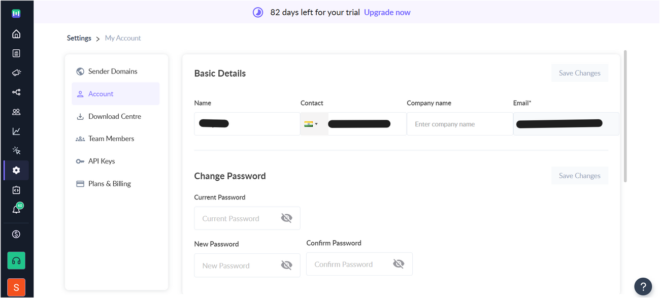 General account settings