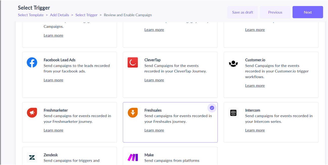 Trigger campaigns through Freshsales in Mailmodo
