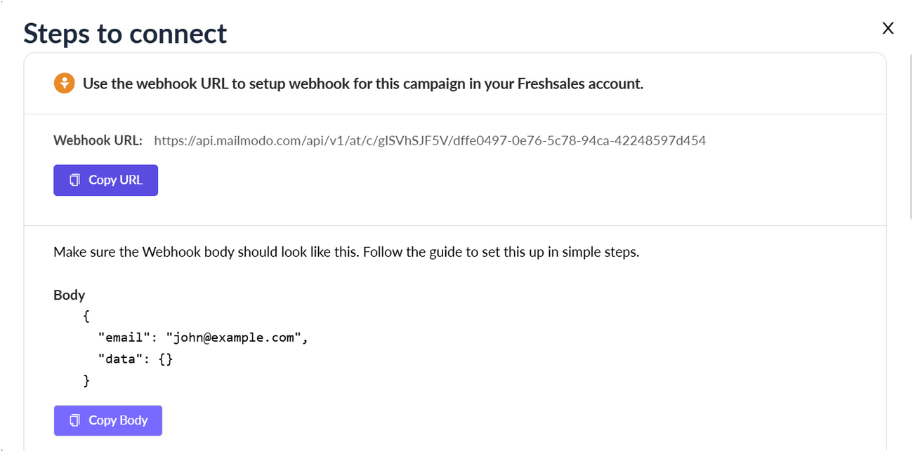 Trigger campaigns through Freshsales in Mailmodo