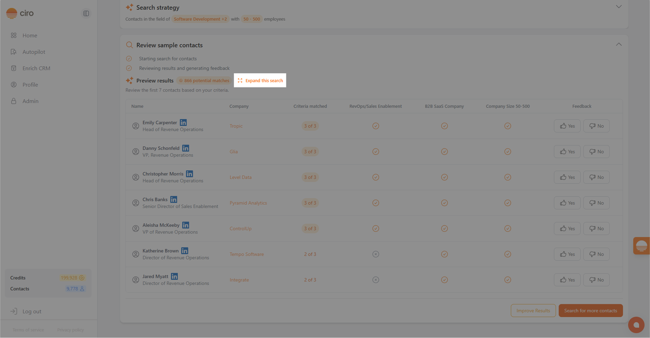 How to Get Ciro to Expand Your Search