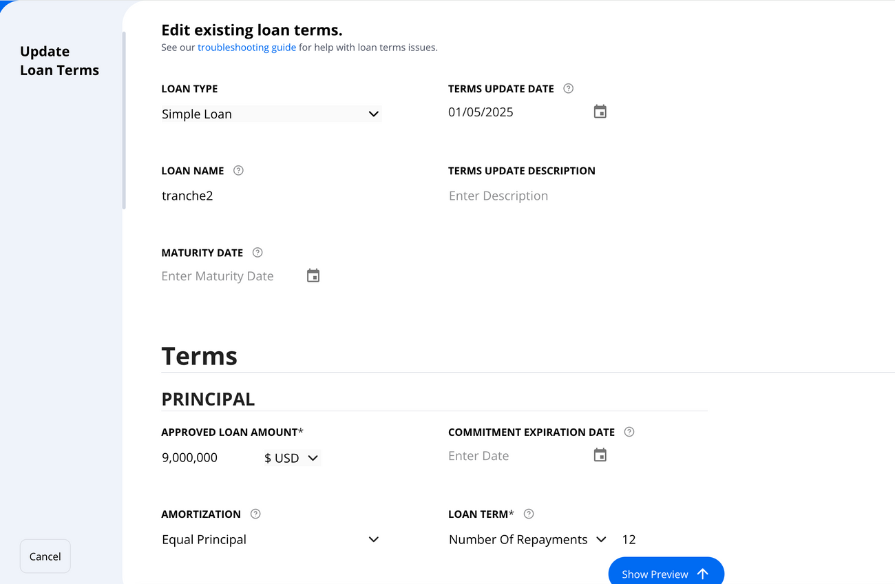 Loan Amendments & Update Terms