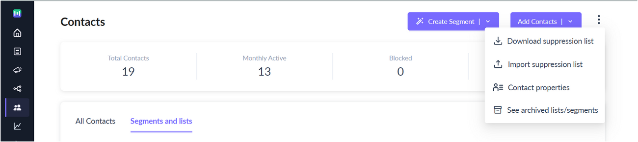 Download suppression list and view unsubscribe count