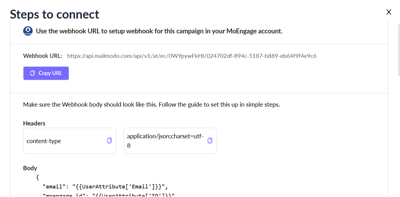 Trigger Campaigns through MoEngage in Mailmodo