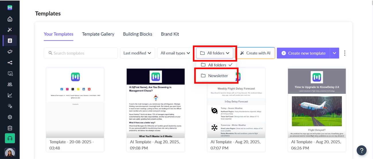 How to add your Templates to a Folder